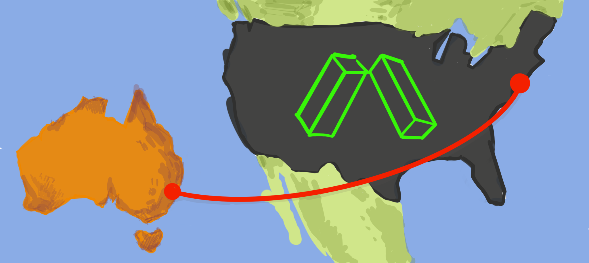 graphic depicting my move from Sydney to NYC