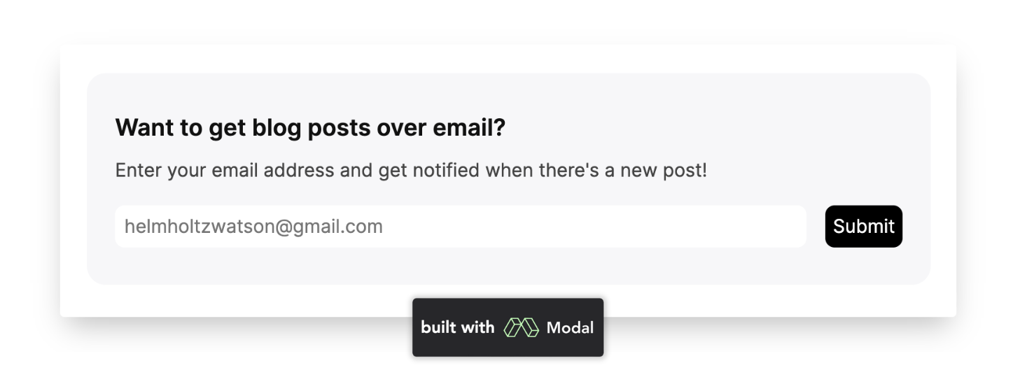 screenshot of the new email subscriber call-to-action component