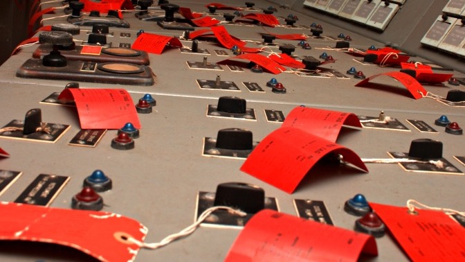 Lockout tags left on controls in an abandoned power plant